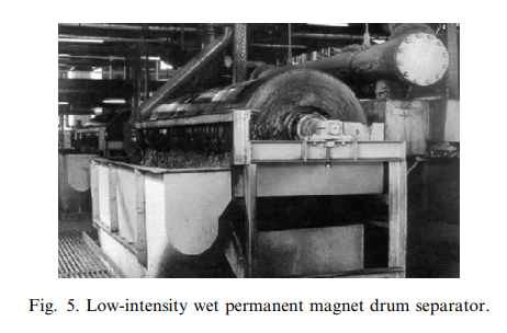 low intensity wet permanent magnet drum separator